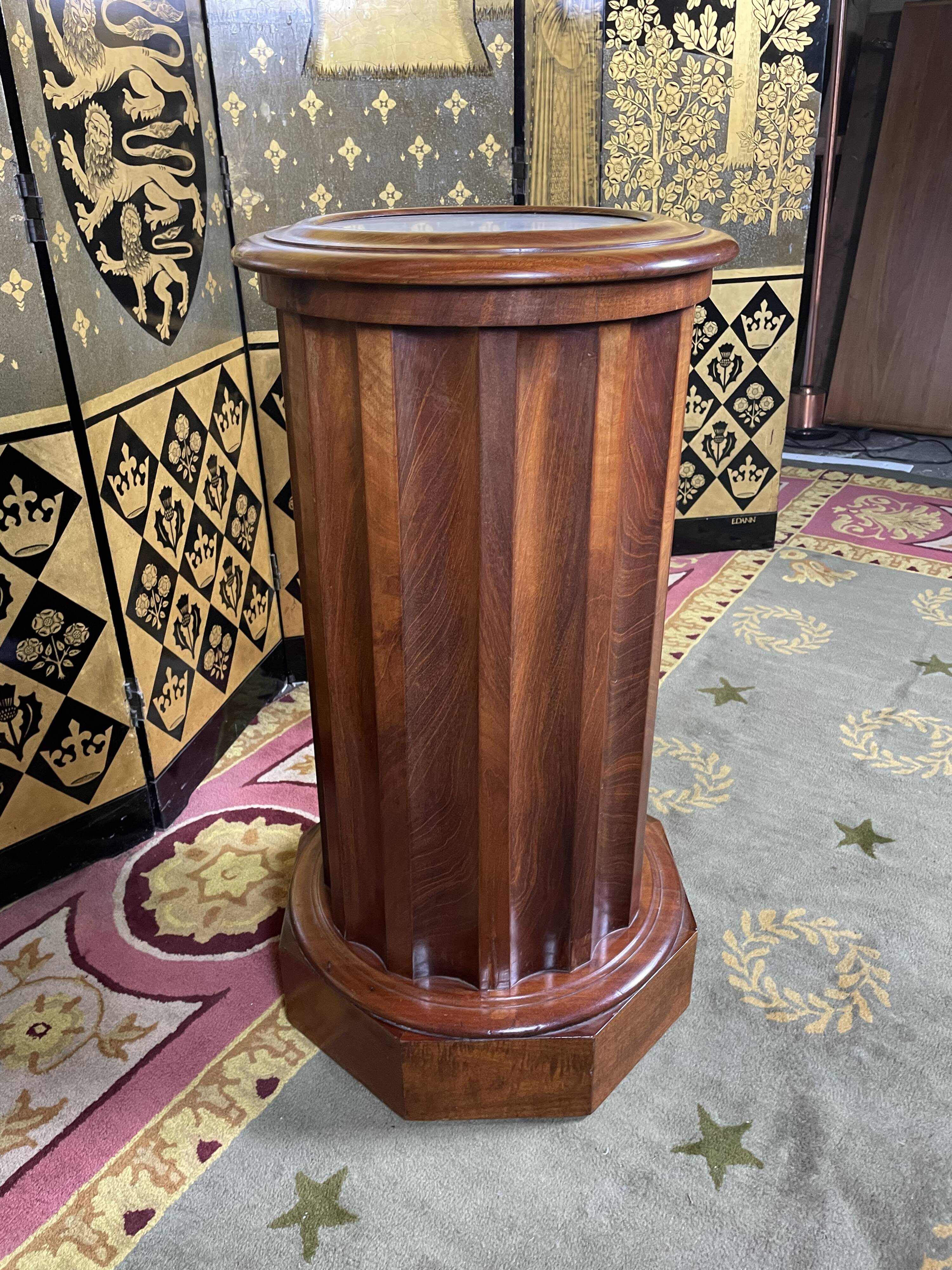 Bedside table in flamed mahogany and white marble