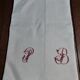 Old sheet monogram red PB hemp 220 X 230 cm