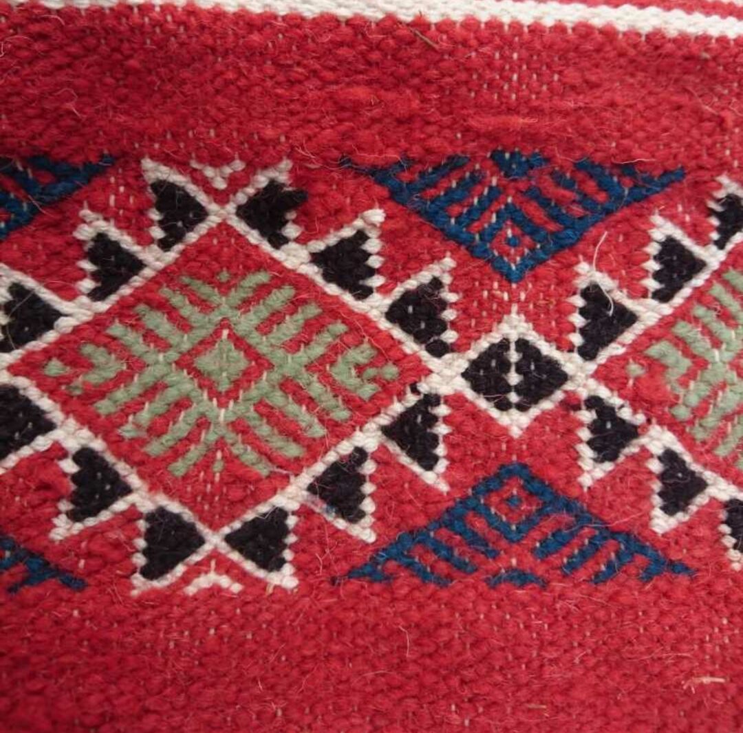 Red Berber kilim handmade carpets 200x118cm