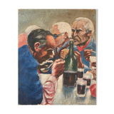 Tableau ancien bar restaurant, Les buveurs, XXe