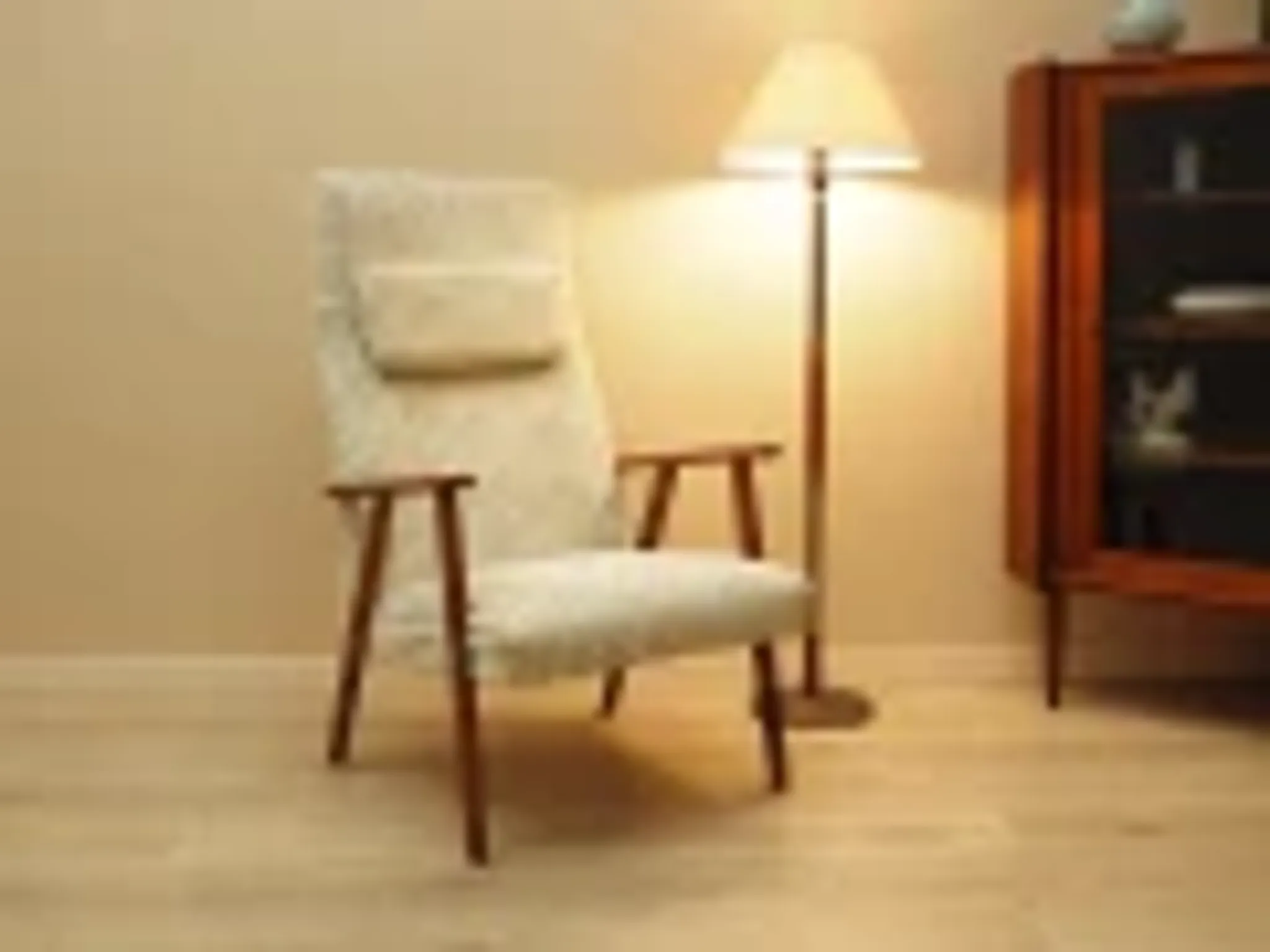 Danish teak lounge chair with new velour upholstery, 1960s