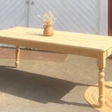 Large renovated table for 10 people - 1 drawer in raw solid wood