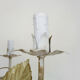 Painted metal chandelier decorated with pink and foliage with 5 lights. Year 80 90