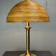 Italian midcentury pencil reed rattan brass Fungo mushroom table lamp 1970s