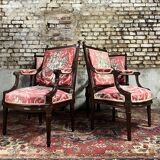 Suite de quatre fauteuils à la reine en acajou de style louis xvi xix eme siècle