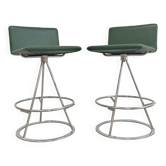 Pair of Dania bar stools in leather by Salvati & Tresoldi for Saporiti.