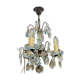 Three-light chandelier in bronze and cut crystal, early 20th century work.