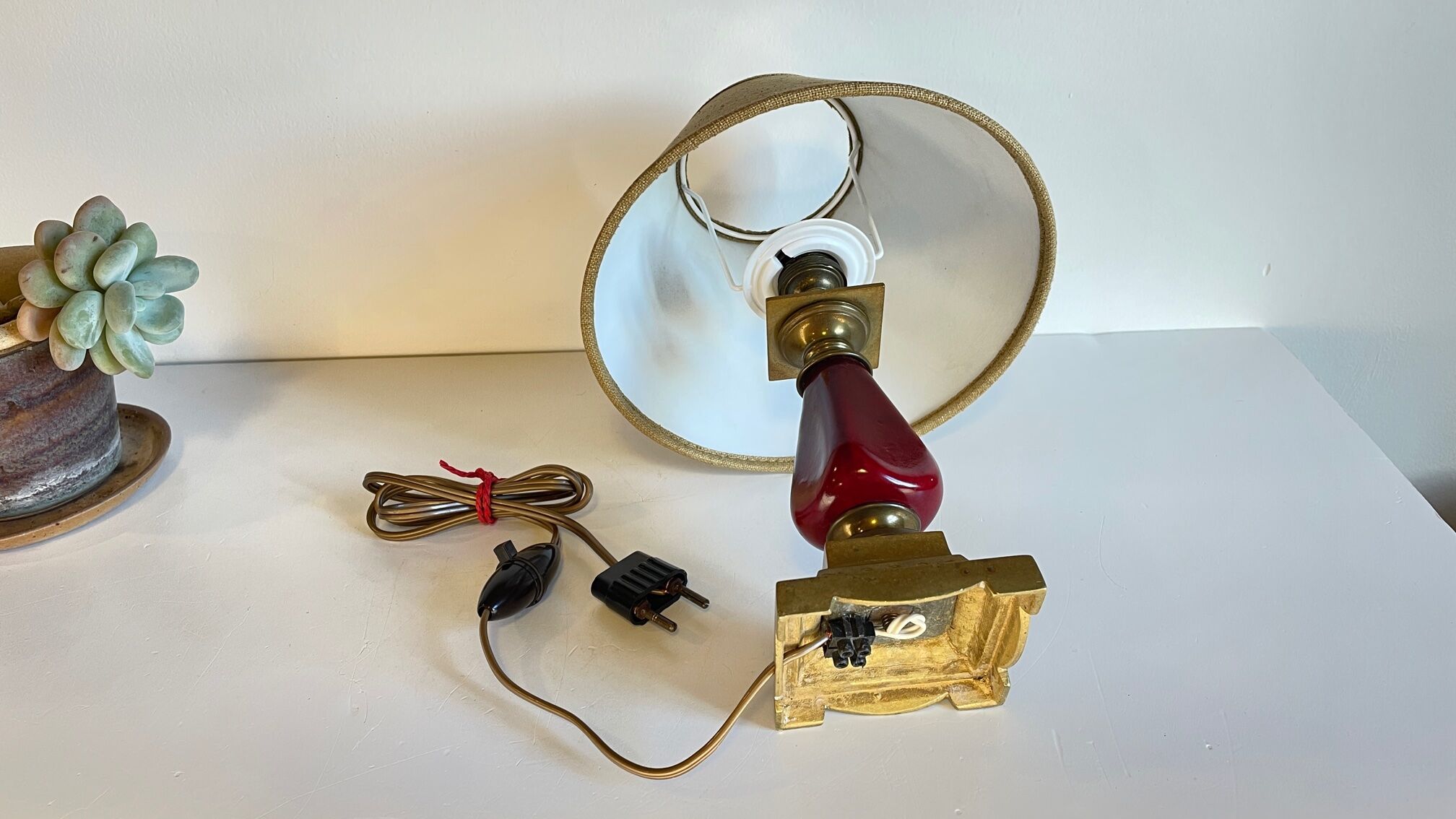 Vintage ceramic and brass lamp