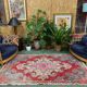 Vintage turkish oushak rug 225x130 cm shabby carpet ushak region medium