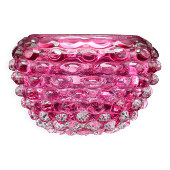 Rare pink Barovier e Toso Bugnato vase