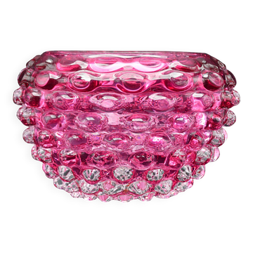 Rare pink Barovier e Toso Bugnato vase