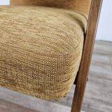 Fauteuil inclinable en bois et tissu des années 70