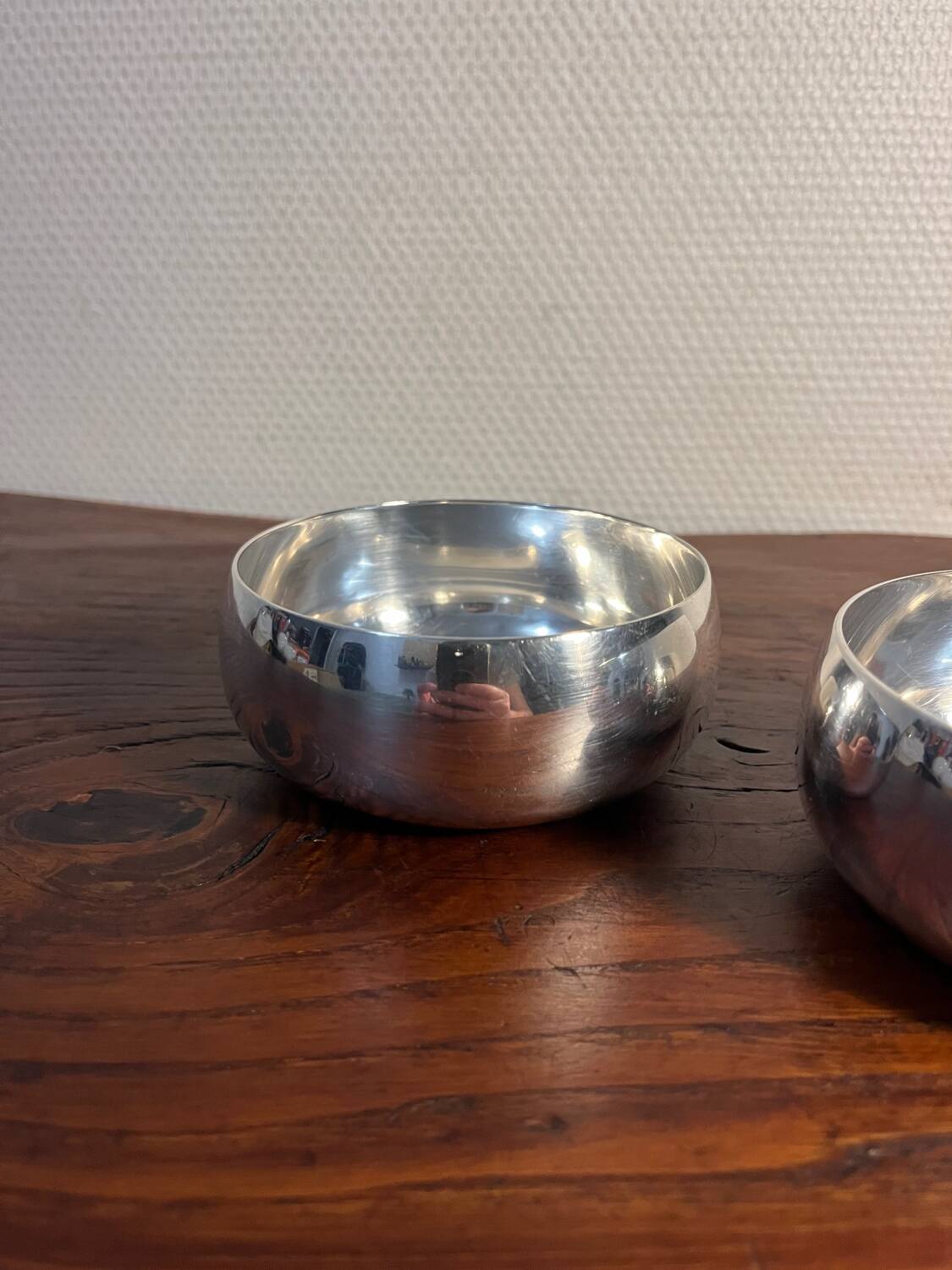 Set of two silver-plated finger bowls from Christofle