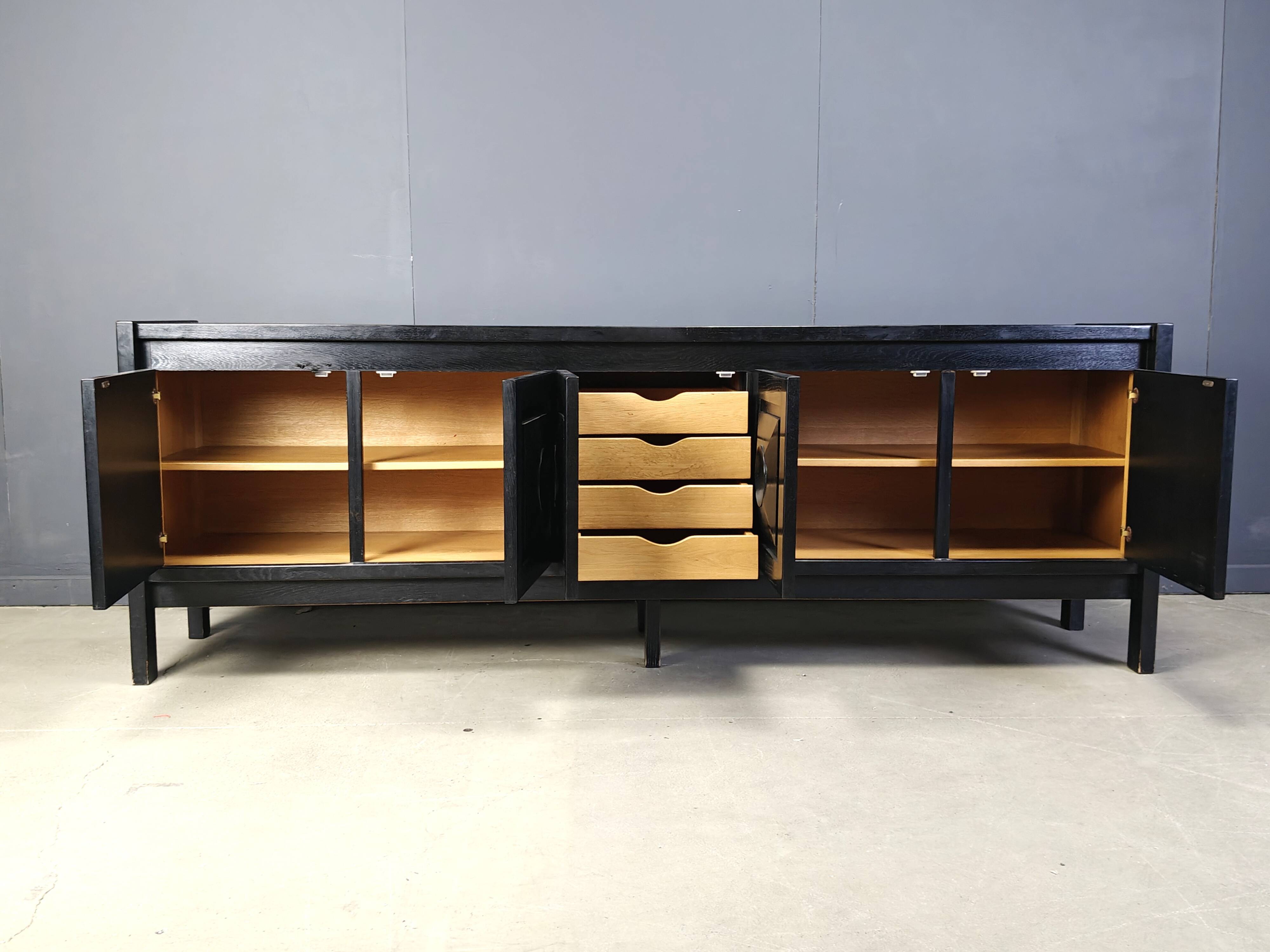 Ebonized wooden brutalist credenza, 1970s