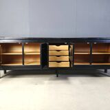 Ebonized wooden brutalist credenza, 1970s