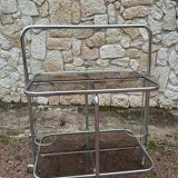 Vintage iron and smoked glass serving trolley