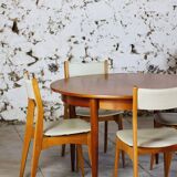 Table ronde extensible en teck vintage scandinave