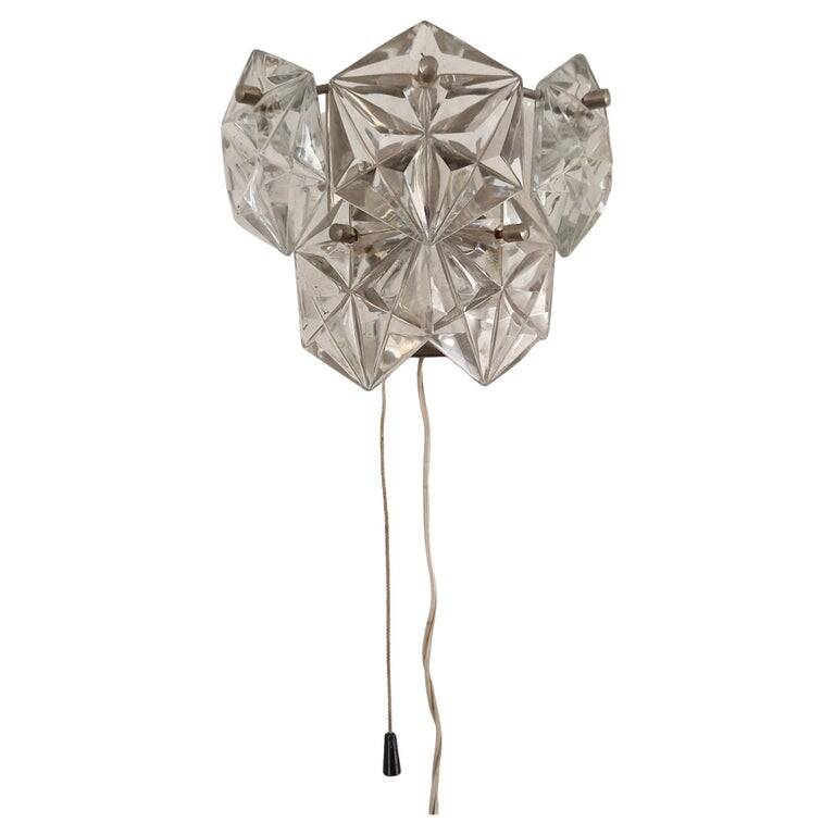 Rare Midcentury Glass Wall Lamp in Style of Kinkeldey, 1960s.
