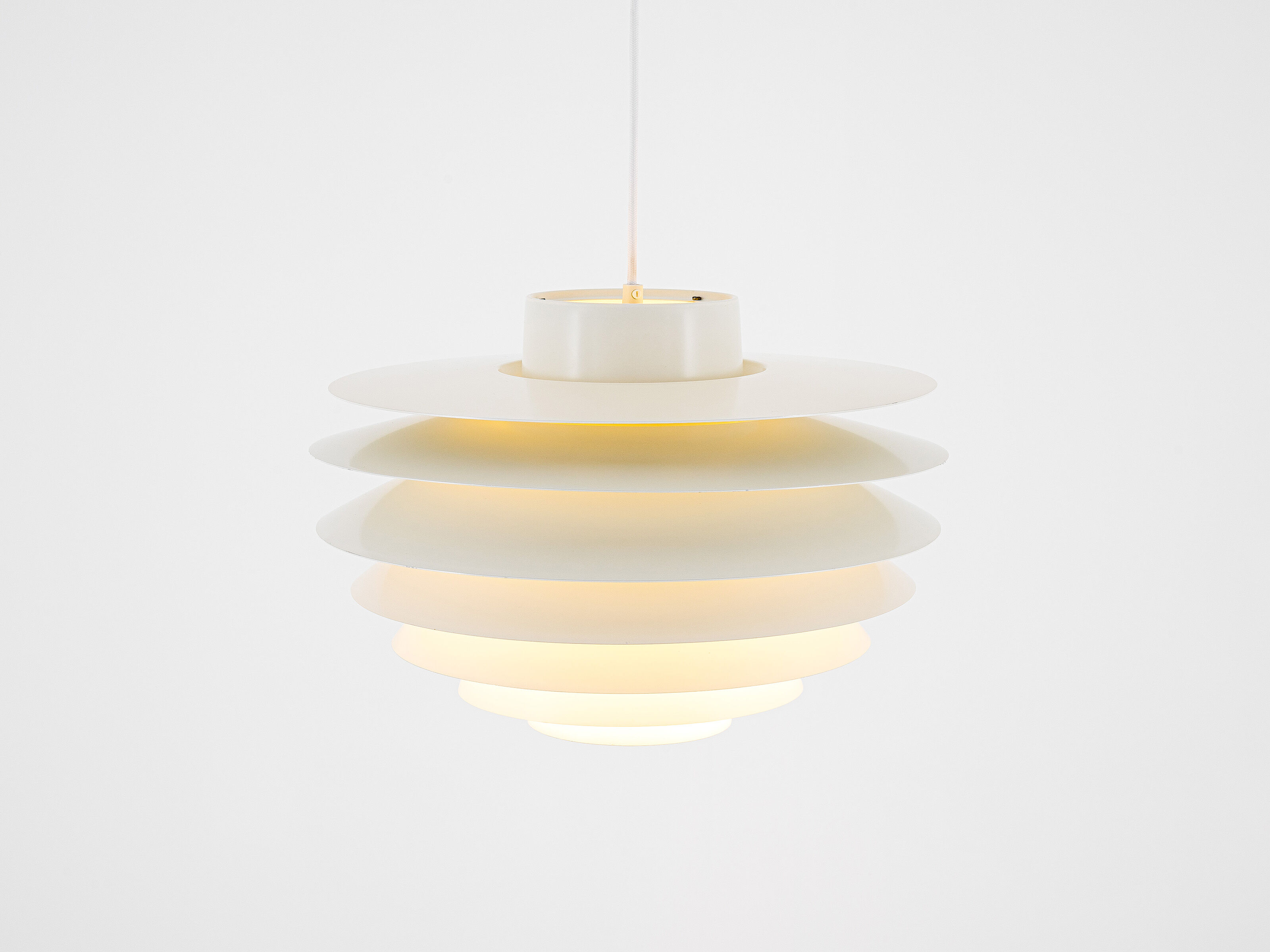 Medium white Verona lamp by Svend Middelboe for Nordisk Solar