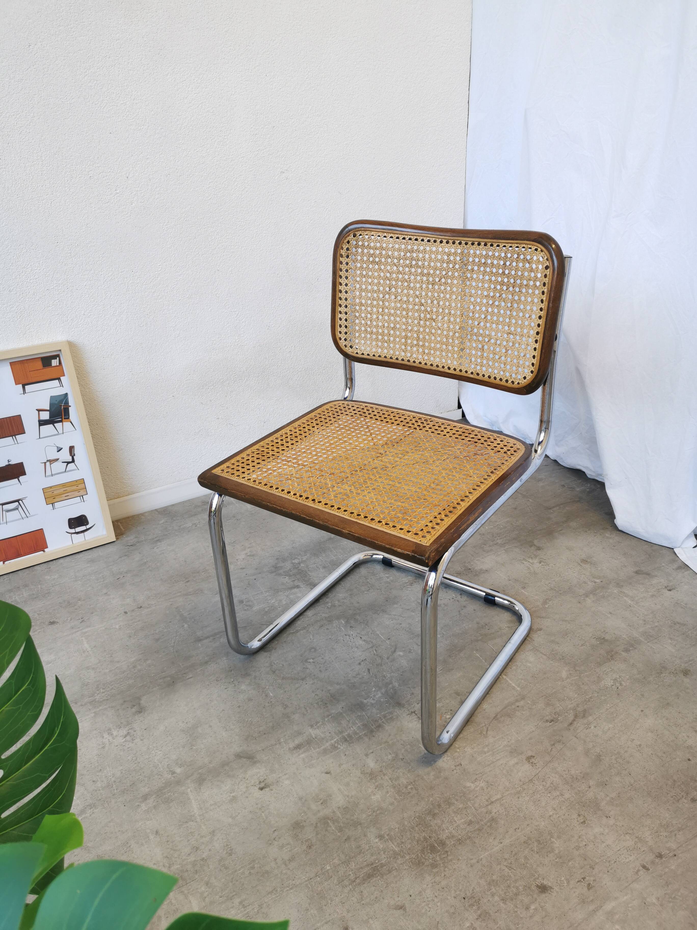 Vintage Cesca Cane Chair: 1970s Italian Mid-Century Modern Dining Office Ch