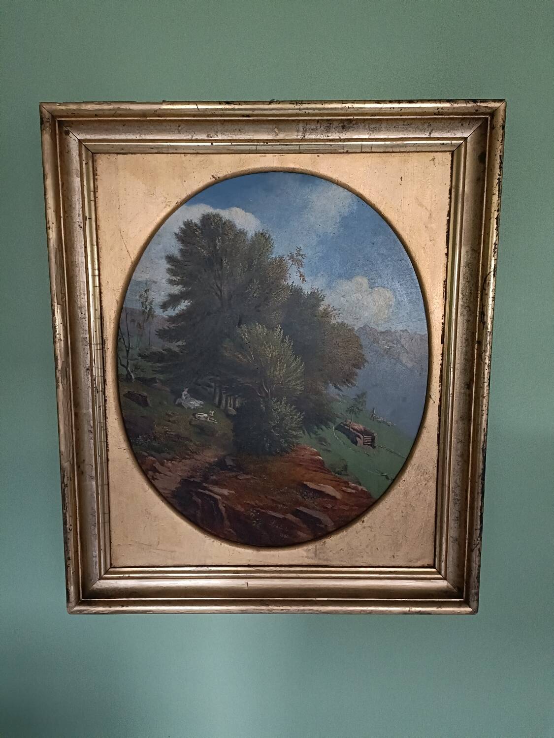 Oil on panel, signed Lataste, 19th century. Mountain