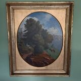 Oil on panel, signed Lataste, 19th century. Mountain