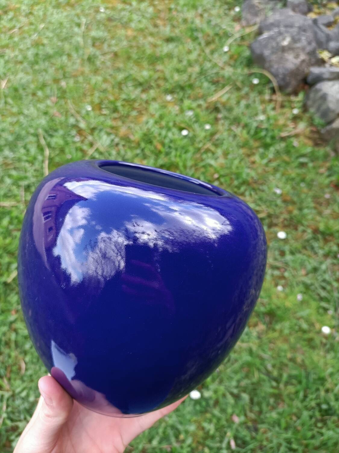 Intense blue ceramic vase