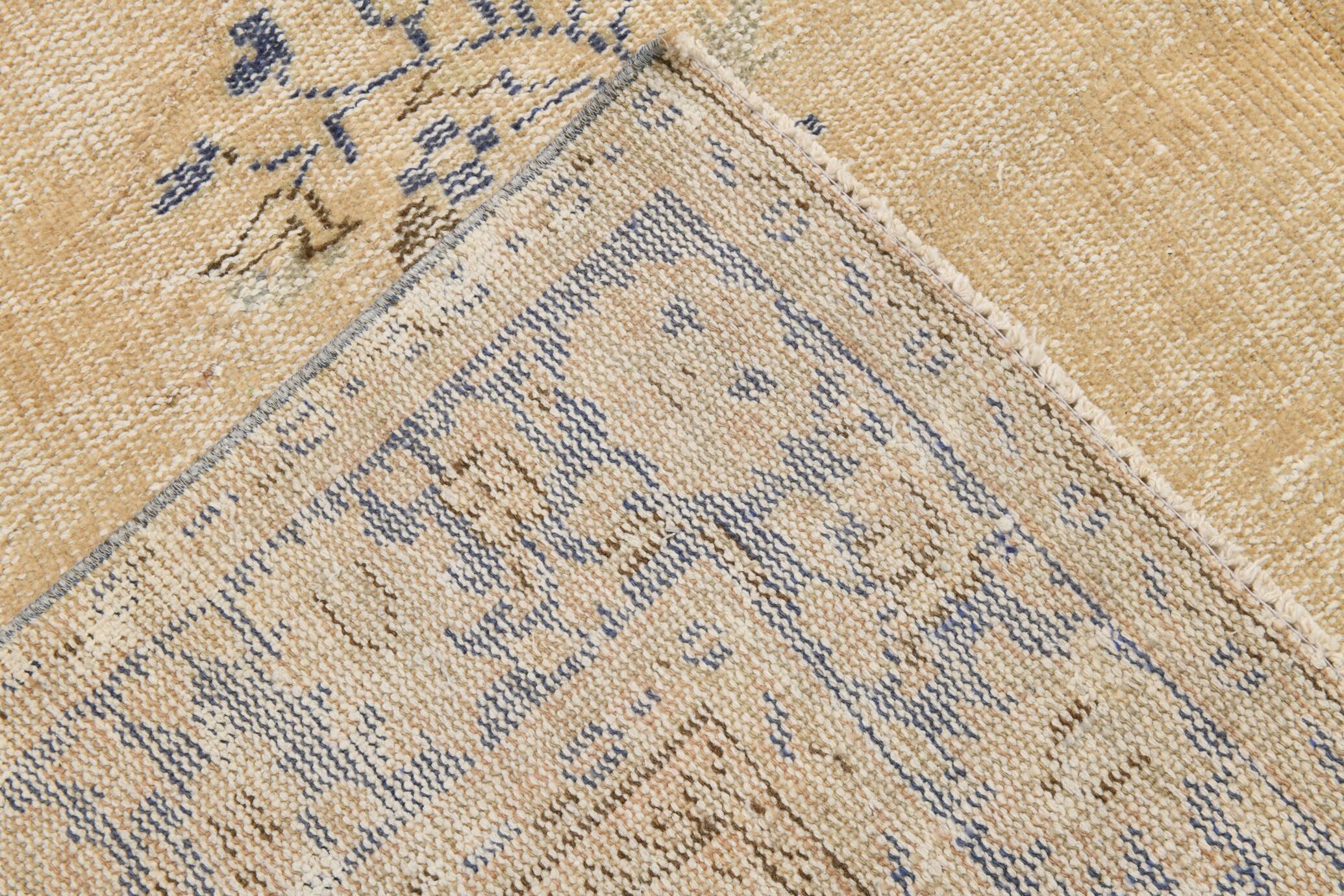 7x10 Cream & Blue Persian Rug 209x304Cm SK 22110