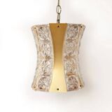 Vintage glass and brass suspension, vintage chandelier.