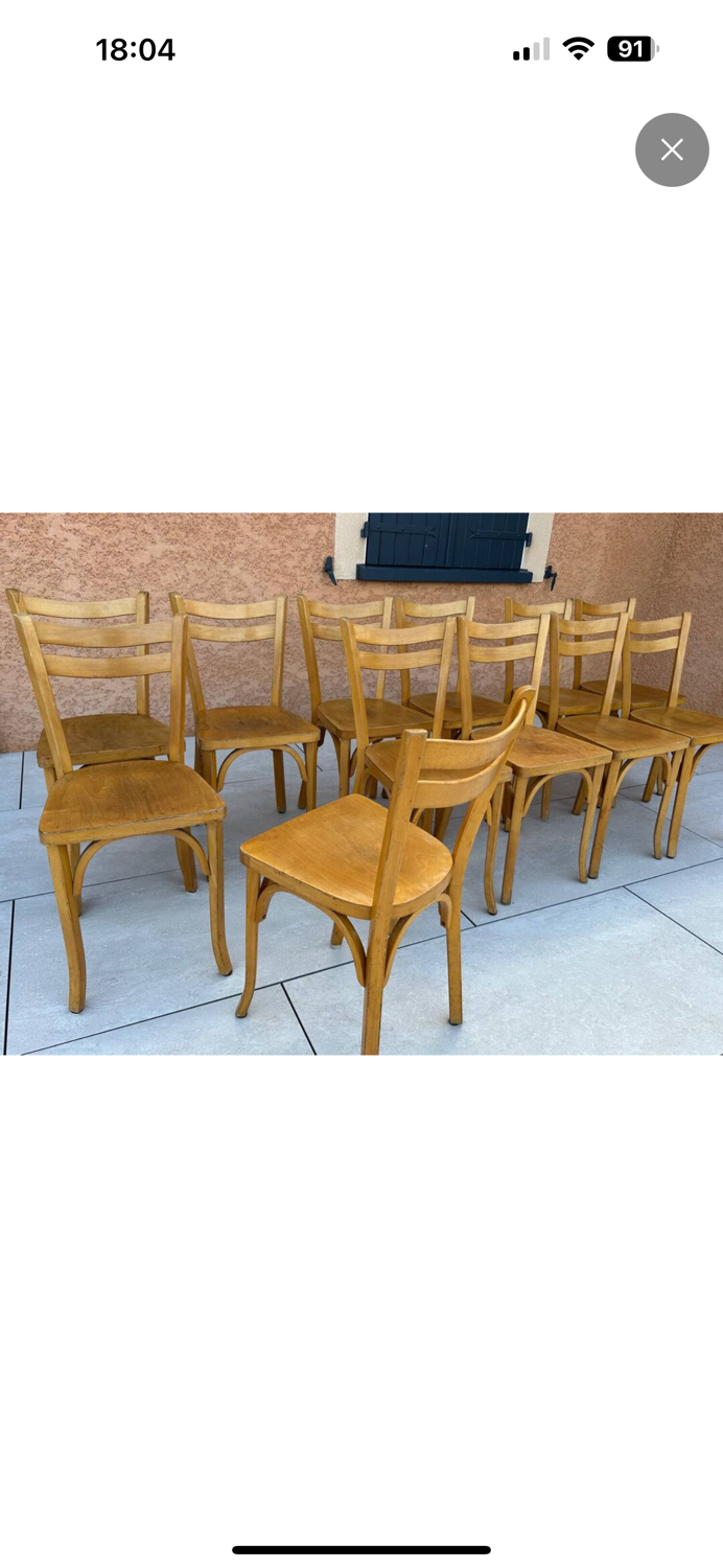 Set of 12 Bistro chairs N 19 Baumann 1960