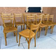 Suite de 12 chaises de Bistrot N 19 Baumann 1960