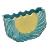 Grand Cache pot vase en céramique bleu et jaune
