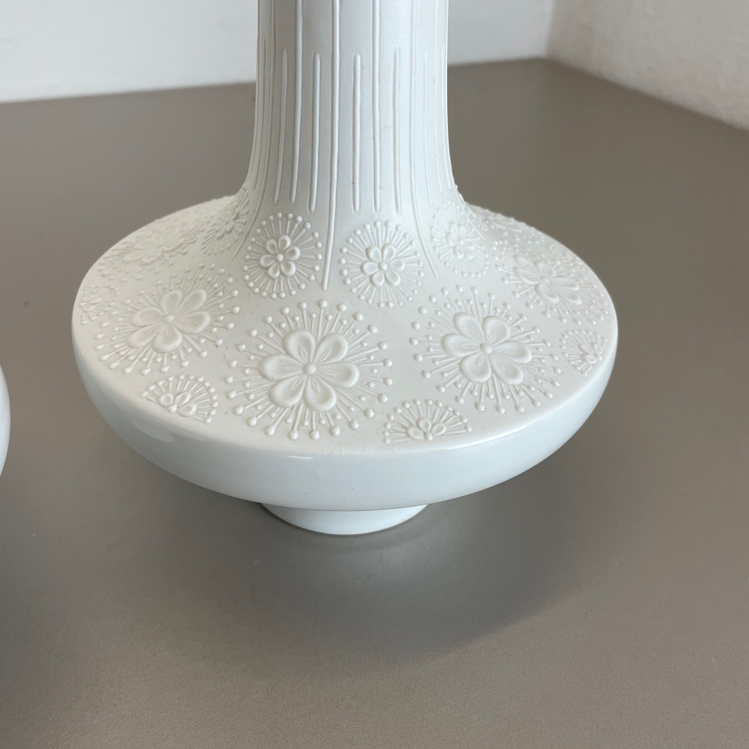 Set of 2 Op Art Biscuit Porcelain Ufo Vases by Edelstein Bavaria, Germany, 1970s