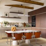 Travertine Rectangle Dining Table, in the Style of 1970 Angelo Mangiarotti