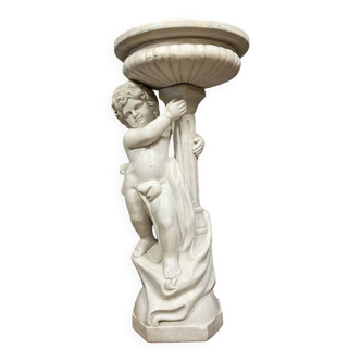 Jardinière au chérubin en marbre de Carrare circa 1900