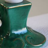 Vintage Green Ceramic French Lamp with Gold Accents