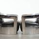 Set of two cowhide leather Aviator design armchairs with aluminium
