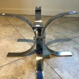 Table basse vintage en verre et chrome, circa 70's