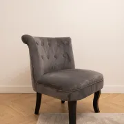 Pair of classic style crapaud armchairs in grey velvet.