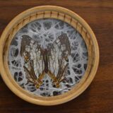 bamboo and glass butterfly tray + 4 coasters