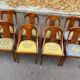 8 chaises gondoles en bois massif et tissu vert et bleu