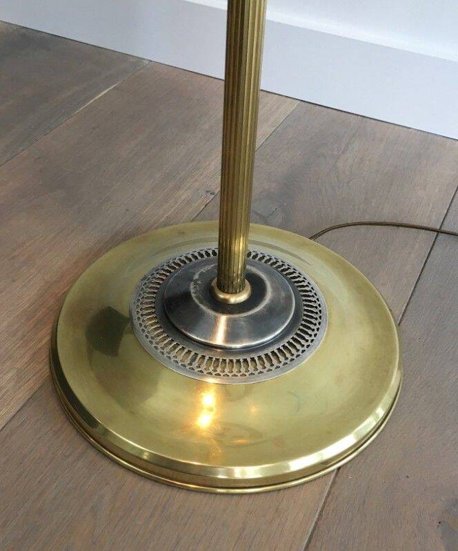 Floor lamp in brushed steel and brass. In the style of Maison Charles