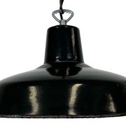 Industrial French Dark Green Enamel Factory Lamp, 1960s