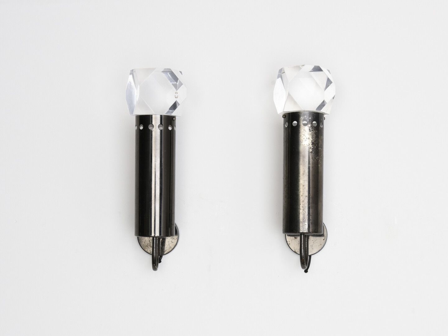 Pair of Scoolari 1970 steel wall lamps