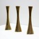 Set of 3 organic shaped brass candlesticks by K.E. Ytterberg, Sweden