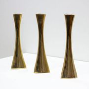Set of 3 organic shaped brass candlesticks by K.E. Ytterberg, Sweden