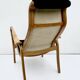 Fauteuil vintage GA Berg « Torparen », chêne, peau de mouton noire, ottoman, années 1960