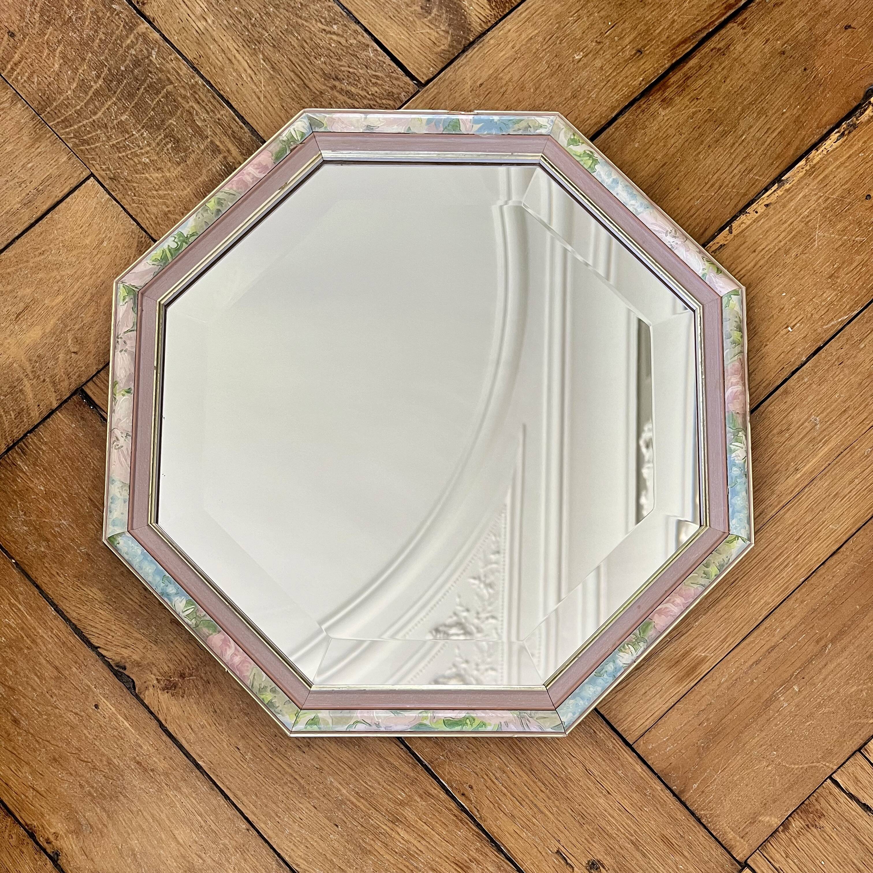 Vintage octagonal beveled mirror