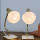 Set of 2 Vintage Mid-Century Table Lamps With Brass Stems And White Shades