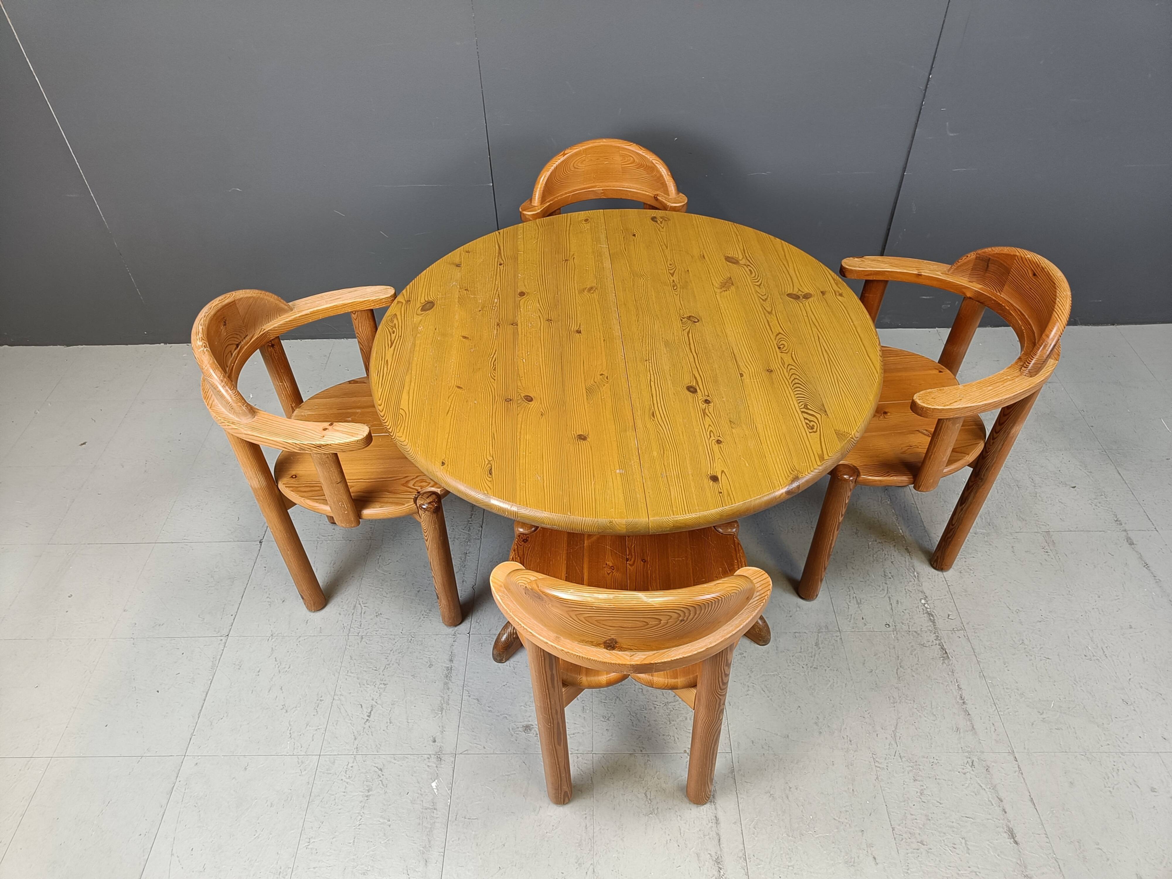 Rainer Daumiller pine wood dining set for Hirtshals Savvaerk - set of 4